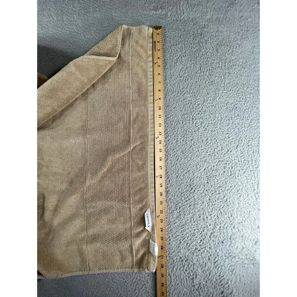 Lacoste Heritage Bath Towel Tan Anti-Microbial 100% Supima Cotton Beach Pool